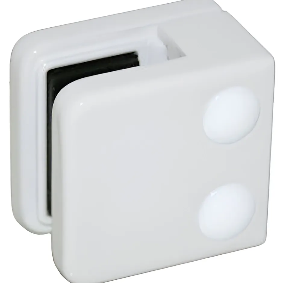 4 x Pince à verre plate modèle 01 - Ep. verre 8,76 mm - Zamak blanc RAL 9016-MySystem Outlet