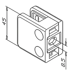4 x Pince à verre plate modèle 01 - Ep. verre 8,76 mm - Zamak blanc RAL 9016-MySystem Outlet
