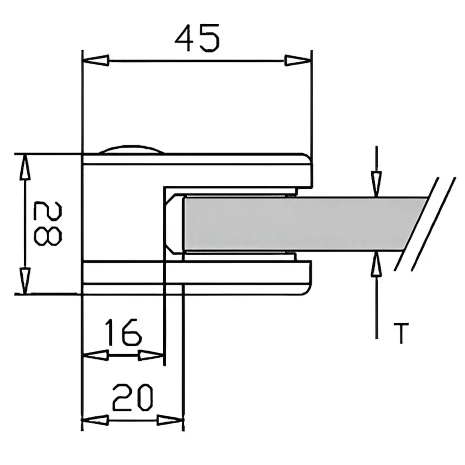 4 x Pince à verre plate modèle 01 - Ep. verre 8,76 mm - Zamak blanc RAL 9016-MySystem Outlet