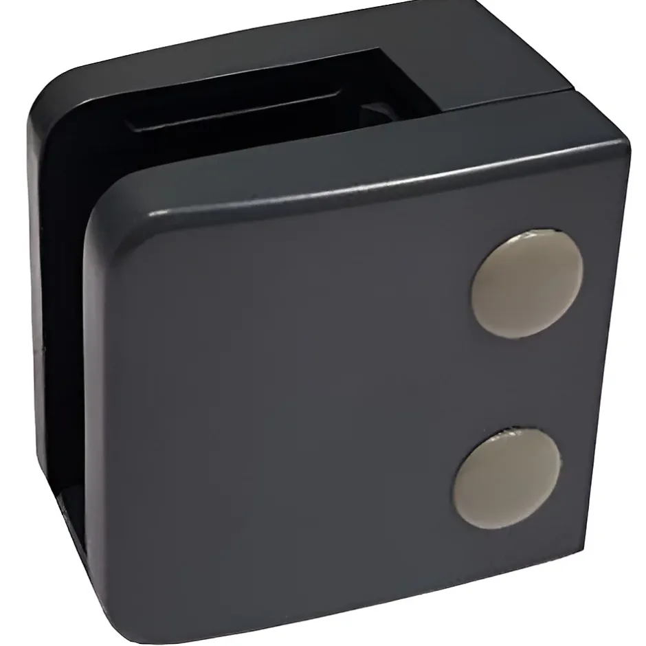 MySystem 4 x Pince à verre plate modèle 06 - Ep. verre 9,52 mm - Inox noir anthracite