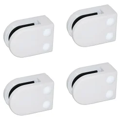 MySystem 4 x Pince à verre plate modèle 02 - Ep. verre 8 mm - Zamak blanc RAL 9016