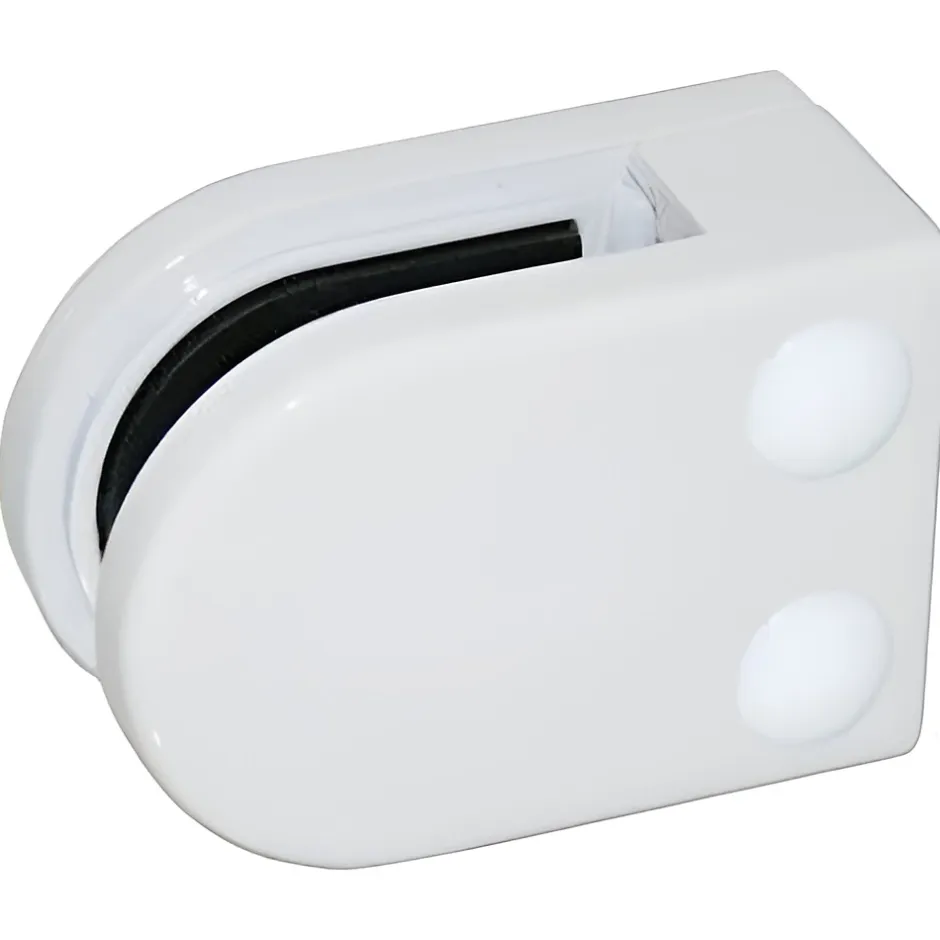 MySystem 4 x Pince à verre plate modèle 02 - Ep. verre 8 mm - Zamak blanc RAL 9016