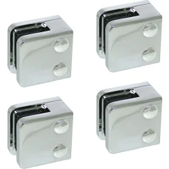 MySystem 4 x Pince à verre plate modèle 01 - Ep. verre 10 mm - Zamak chromé brillant