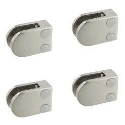 MySystem 4 x Pince à verre plate modèle 07 - Ep. verre 8 mm - Inox 304 brossé GR320