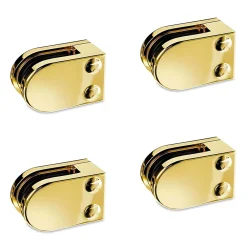 4 x Pince à verre plate modèle 07 - Ep. verre 6,76 mm - Zamak aspect laiton poli-MySystem
