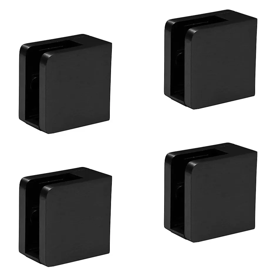 MySystem 4 x Pince à verre plate modèle 21 - Ep. verre 8 mm - Inox noir anthracite