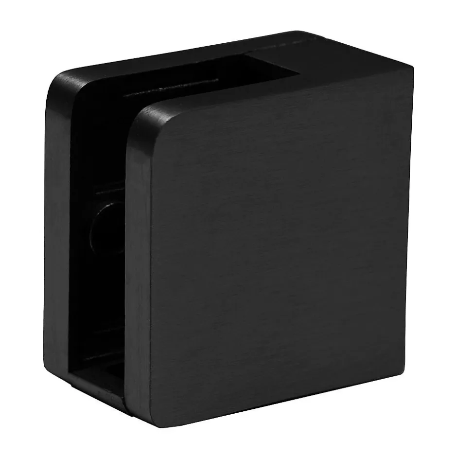 MySystem 4 x Pince à verre plate modèle 21 - Ep. verre 8 mm - Inox noir anthracite