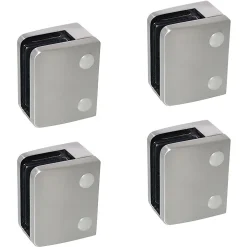 MySystem 4 x Pince à verre plate modèle 04 - Ep. verre 13,52 mm - Inox 304 brossé GR320