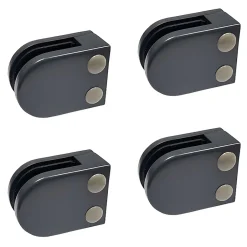 4 x Pince à verre plate modèle 02 - Ep. verre 6 mm - Zamak gris anthracite RAL 7016-MySystem Outlet
