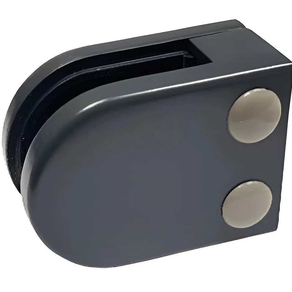 4 x Pince à verre plate modèle 02 - Ep. verre 6 mm - Zamak gris anthracite RAL 7016-MySystem Outlet