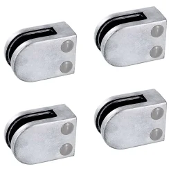 MySystem 4 x Pince à verre plate modèle 02 - Ep. verre 9,52 mm - Zamak brut