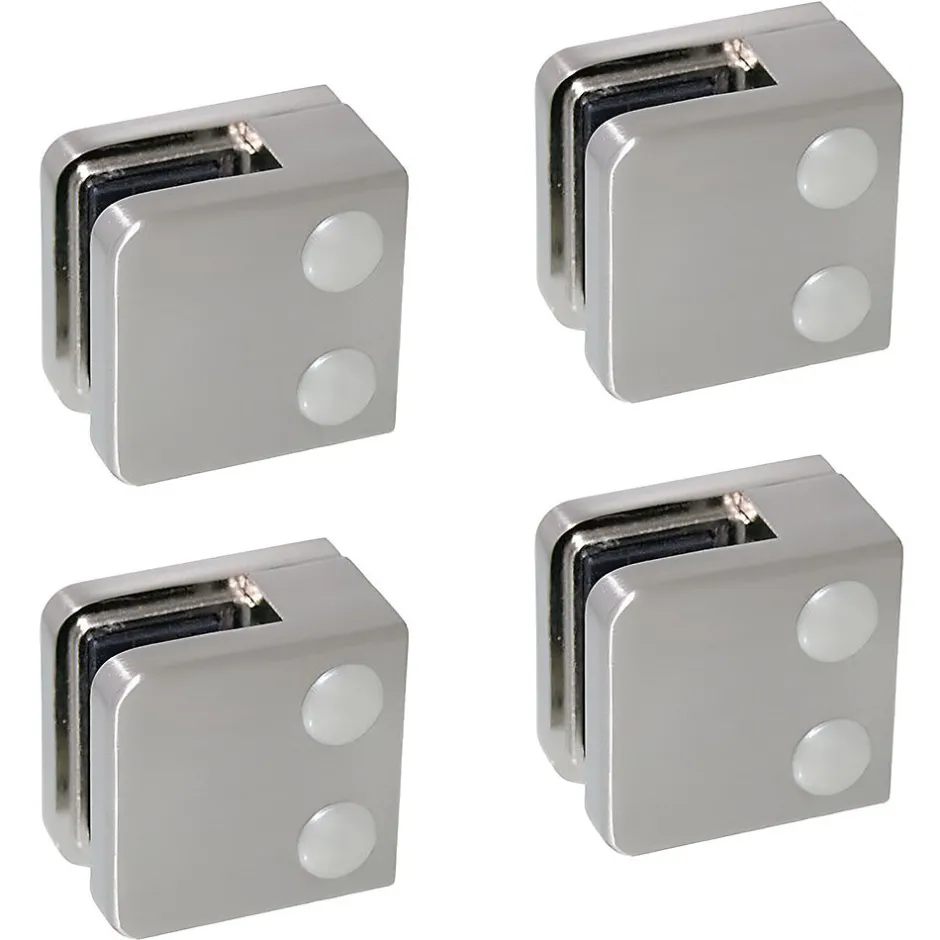 4 x Pince à verre plate modèle 01 - Ep. verre 8,76 mm - Inox 316 brossé GR320-MySystem Best