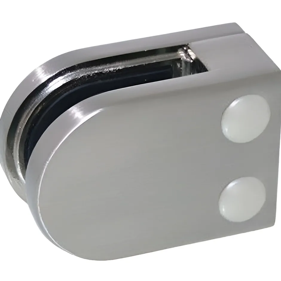 MySystem 4 x Pince à verre plate modèle 02 - Ep. verre 6,76 mm - Inox 304 brossé GR320