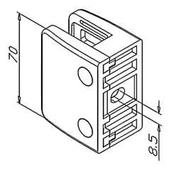 MySystem 4 x Pince à verre plate modèle 04 - Ep. verre 9,52 mm - Zamak aspect inox brossé