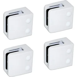 MySystem 4 x Pince à verre plate modèle 06 - Ep. verre 12,76 mm - Zamak blanc RAL 9016