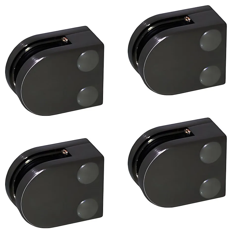 4 x Pince à verre plate modèle 00 - Ep. verre 6,76 mm - Inox noir anthracite-MySystem Hot