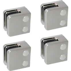 4 x Pince à verre plate modèle 01 - Ep. verre 6,76 mm - Inox 316 brossé GR320-MySystem New
