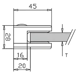 4 x Pince à verre plate modèle 01 - Ep. verre 6,76 mm - Inox 316 brossé GR320-MySystem New