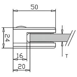 MySystem 4 x Pince à verre plate modèle 00 - Ep. verre 6,76 mm - Zamak brut