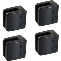 4 x Pince à verre plate modèle 06 - Ep. verre 10,76 mm - Zamak noir RAL 9005-MySystem New