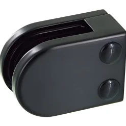 4 x Pince à verre plate modèle 02 - Ep. verre 9,52 mm - Zamak noir RAL 9005-MySystem Hot