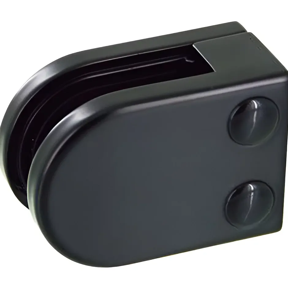 4 x Pince à verre plate modèle 02 - Ep. verre 9,52 mm - Zamak noir RAL 9005-MySystem Hot