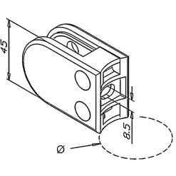 4 x Pince à verre pour tube diam. 42,4 modèle 02 - Ep. verre 9,52 mm - Zamak chromé brillant-MySystem