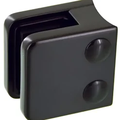 4 x Pince à verre pour tube diam. 42,4 modèle 01 - Ep. verre 6,76 mm - Zamak noir RAL 9005-MySystem Clearance