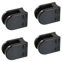 4 x Pince à verre pour tube diam. 42,4 modèle 05 - Ep. verre 12,76 mm - Zamak noir RAL 9005-MySystem New