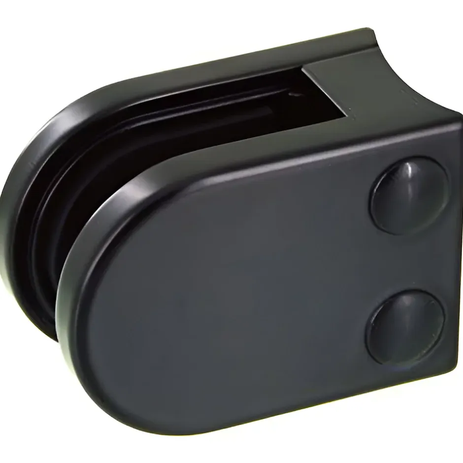 4 x Pince à verre pour tube diam. 42,4 modèle 05 - Ep. verre 12,76 mm - Zamak noir RAL 9005-MySystem New