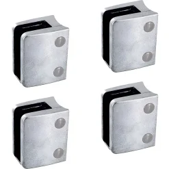 4 x Pince à verre pour tube diam. 48,3 modèle 04 - Ep. verre 16,76 mm - Zamak brut-MySystem New