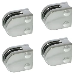 MySystem 4 x Pince à verre pour tube diam. 42,4 modèle 00 - Ep. verre 8 mm - Zamak chromé brillant