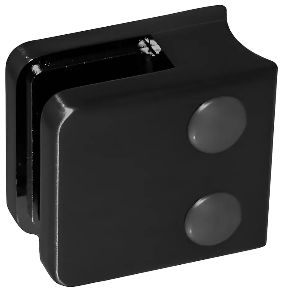 4 x Pince à verre pour tube diam. 42,4 modèle 06 - Ep. verre 9,52 mm - Inox noir anthracite-MySystem New