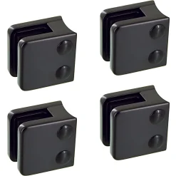 4 x Pince à verre pour tube diam. 42,4 modèle 01 - Ep. verre 6 mm - Zamak noir RAL 9005-MySystem Discount