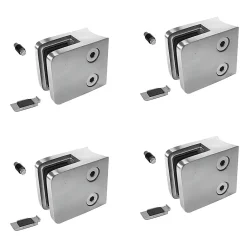 MySystem 4 x Pince à verre pour tube diam. 42,4 modèle 21 - Ep. verre 6 mm - Inox 304 brossé GR320