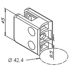 MySystem 4 x Pince à verre pour tube diam. 42,4 modèle 21 - Ep. verre 6 mm - Inox 304 brossé GR320
