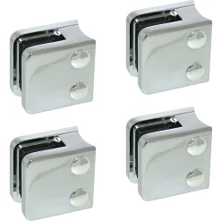 4 x Pince à verre pour tube diam. 42,4 modèle 01 - Ep. verre 9,52 mm - Zamak chromé brillant-MySystem New