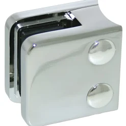 4 x Pince à verre pour tube diam. 42,4 modèle 01 - Ep. verre 9,52 mm - Zamak chromé brillant-MySystem New