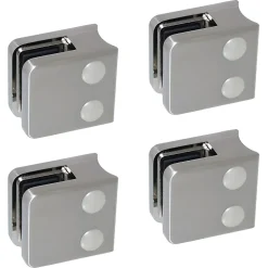 MySystem 4 x Pince à verre pour tube diam. 42,4 modèle 01 - Ep. verre 8,76 mm - Inox 316 brossé GR320