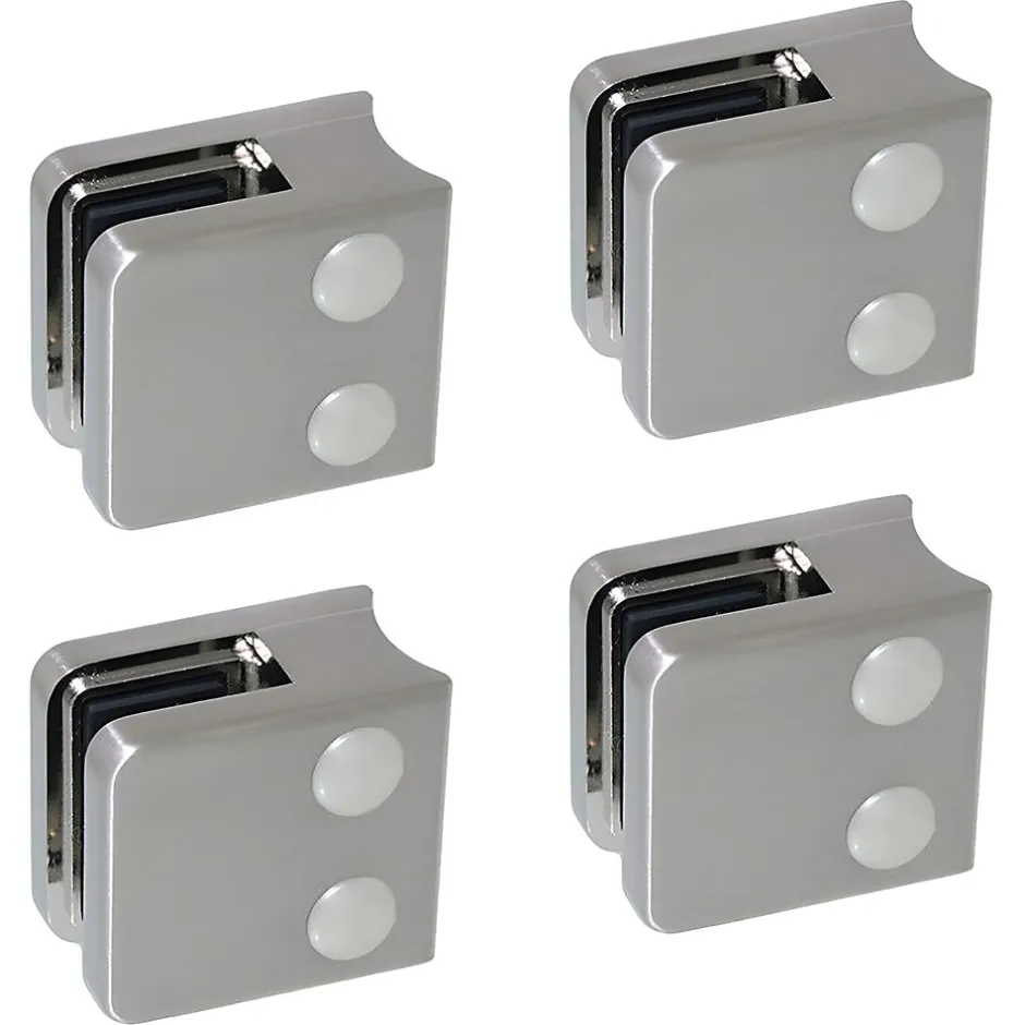 MySystem 4 x Pince à verre pour tube diam. 42,4 modèle 01 - Ep. verre 8,76 mm - Inox 316 brossé GR320