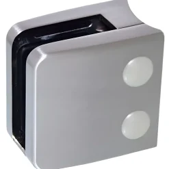 MySystem 4 x Pince à verre pour tube diam. 42,4 modèle 06 - Ep. verre 11,52 mm - Zamak aspect inox brossé