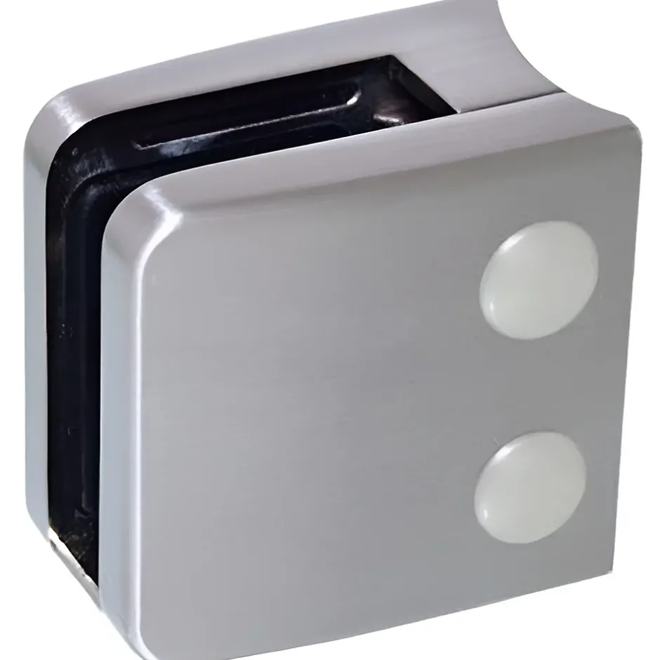 MySystem 4 x Pince à verre pour tube diam. 42,4 modèle 06 - Ep. verre 11,52 mm - Zamak aspect inox brossé