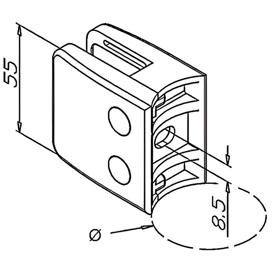MySystem 4 x Pince à verre pour tube diam. 42,4 modèle 06 - Ep. verre 11,52 mm - Zamak aspect inox brossé