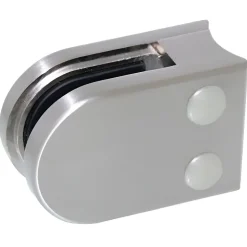 4 x Pince à verre pour tube diam. 42,4 modèle 02 - Ep. verre 8,76 mm - Zamak aspect inox brossé-MySystem Best