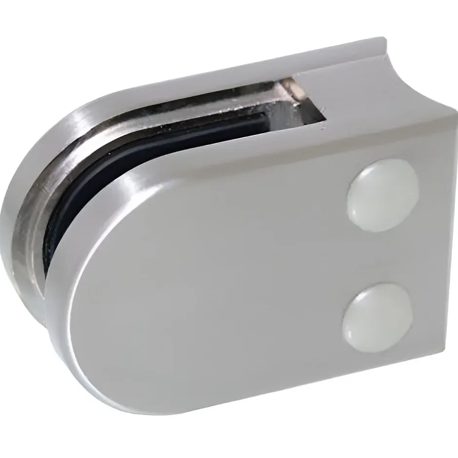 4 x Pince à verre pour tube diam. 42,4 modèle 02 - Ep. verre 8,76 mm - Zamak aspect inox brossé-MySystem Best