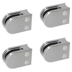 MySystem 4 x Pince à verre pour tube diam. 42,4 modèle 02 - Ep. verre 6 mm - Zamak aspect inox brossé