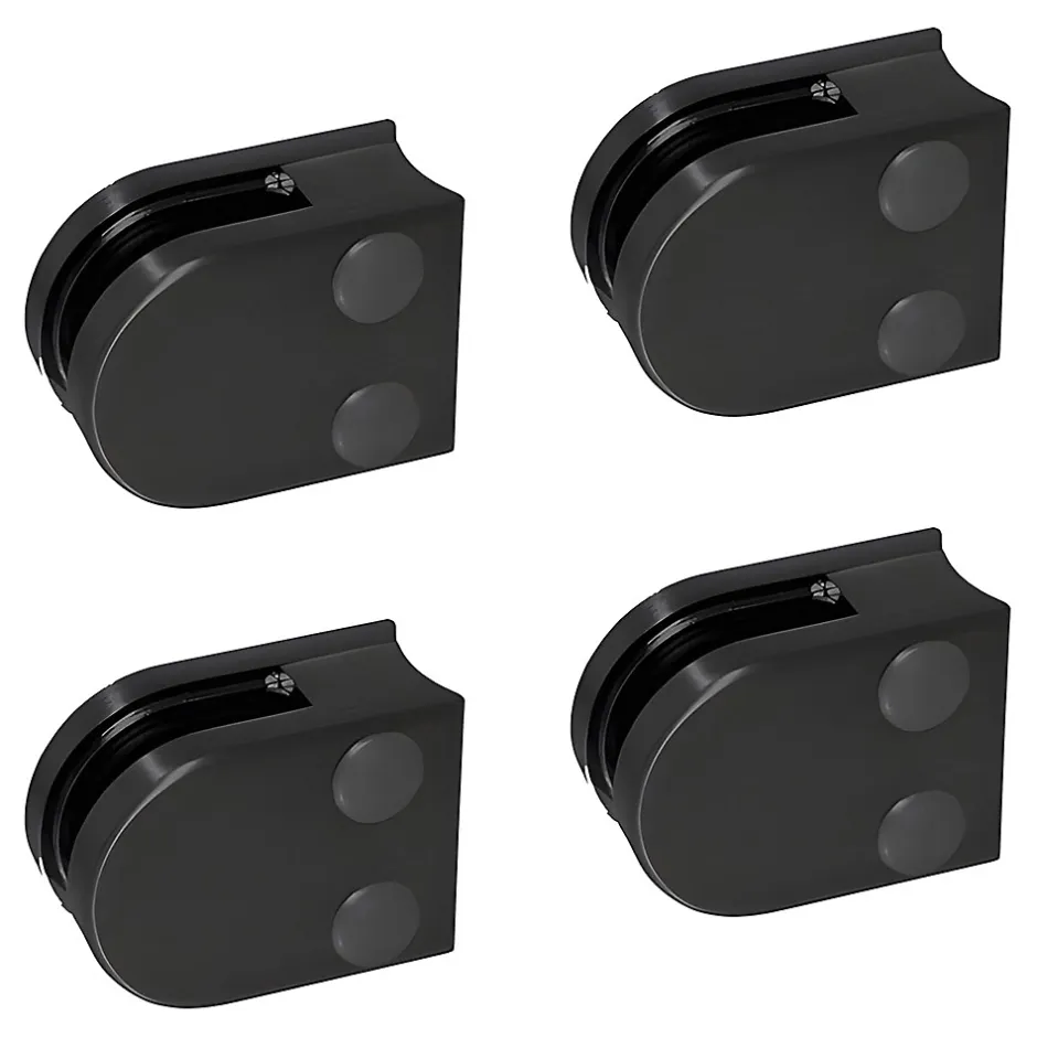 4 x Pince à verre pour tube diam. 42,4 modèle 00 - Ep. verre 6 mm - Inox noir anthracite-MySystem