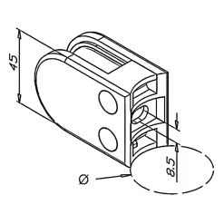MySystem 4 x Pince à verre pour tube diam. 42,4 modèle 05 - Ep. verre 12,76 mm - Zamak aspect inox brossé