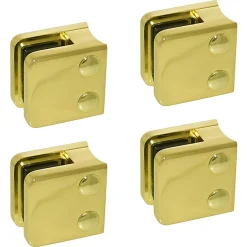 MySystem 4 x Pince à verre pour tube diam. 42,4 modèle 01 - Ep. verre 8 mm - Zamak aspect laiton