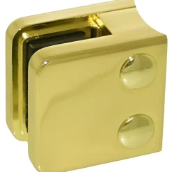 MySystem 4 x Pince à verre pour tube diam. 42,4 modèle 01 - Ep. verre 8 mm - Zamak aspect laiton